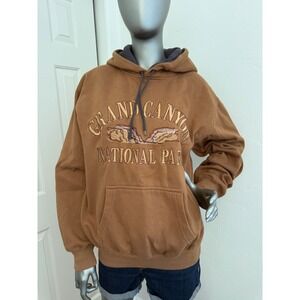 Prairie Mountain Grand Canyon National Park Hoodie Brown Embroidered S
